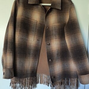 Banana Republic Fringe Stella Reversible Shirt Jacket Sz M